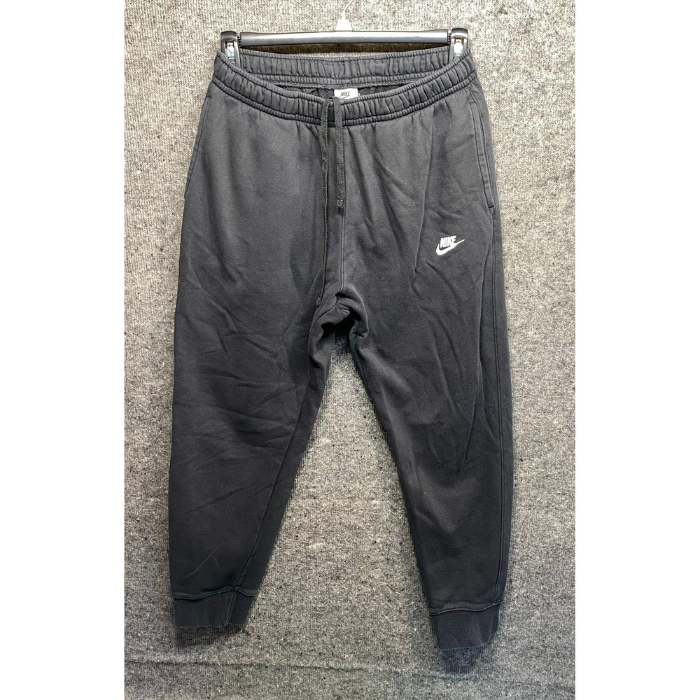 Nike Men's Joggers Sweatpants Size L Black 100% Cotton Embroidered Logo Pockets